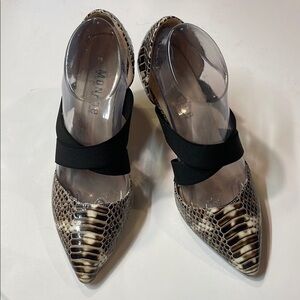 Monroe & Main Womens Criss Cross Strap Snake Print Heels Sz 8